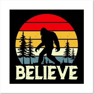 Vintage retro bigfoot believer Posters and Art